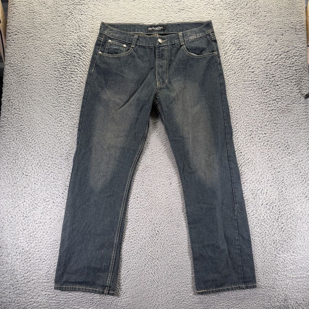 Vintage Marx & Dutch Jeans Mens 38x32 Blue Cotton Denim Straight Faded Workwear